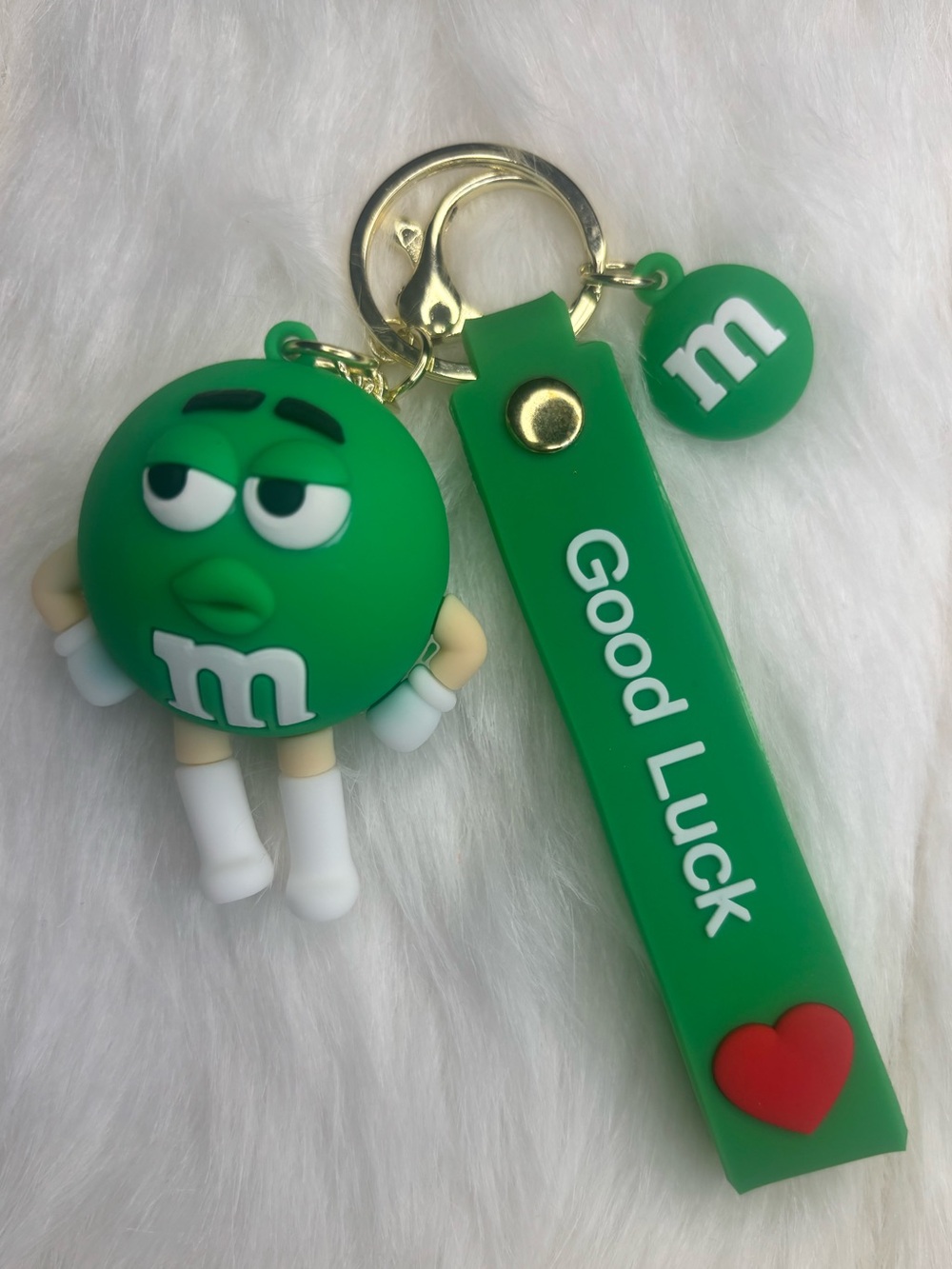 Green M&M Inspired Good Luck Character Keychain Bag Charm